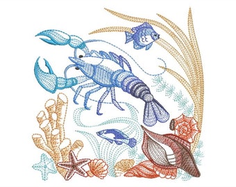 Underwater Scene - Machine Embroidery Designs Instant Download 5x5 6x6 8x8 hoop APE3183-010