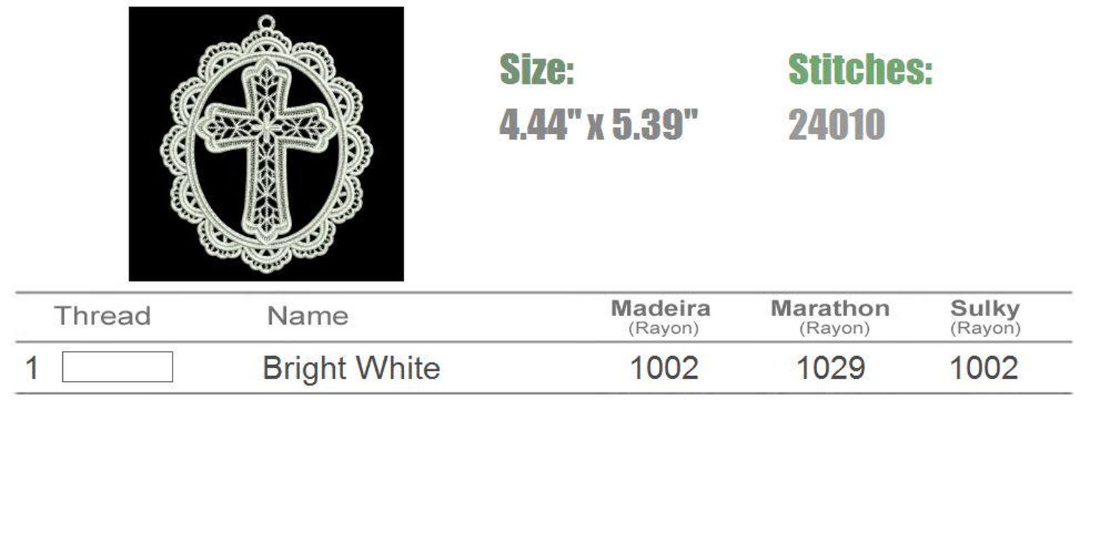 FSL Cross Ornament - Free Standing Lace Machine Embroidery Designs ...