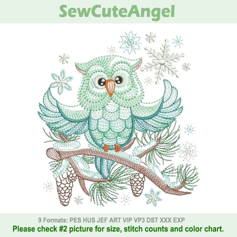 Winter Owls - Machine Embroidery Designs Instant Download 5x5 6x6 8x8 ...