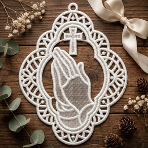 FSL Faithful Hands, Cross Prayers - フリースタンディングレースマシン刺繍デザイン 即時ダウンロード 5x5フープ SCA1247-009