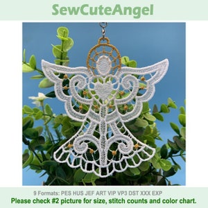 FSL Golden Angel - Free Standing Lace Machine Embroidery Designs Instant Download 5x5 hoop APE3485-004