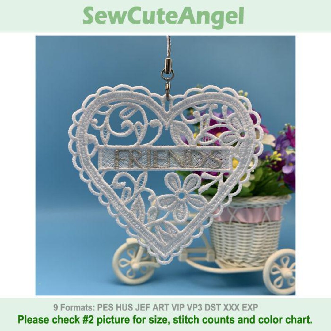 FSL Heart Ornament - Free Standing Lace Machine Embroidery Designs