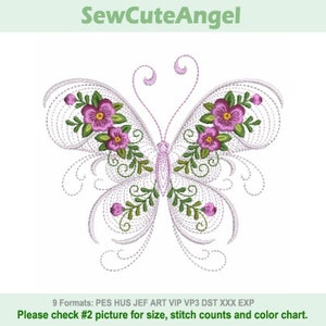Rippled Butterflies 7 - Machine Embroidery Designs Instant Download 4x4 5x5 6x6 hoop APE3422-003
