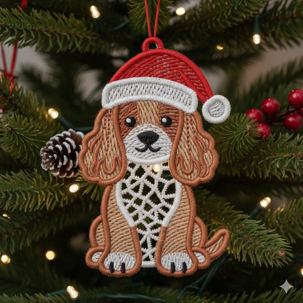 FSL Christmas Pup - Free Standing Lace Machine Embroidery Designs