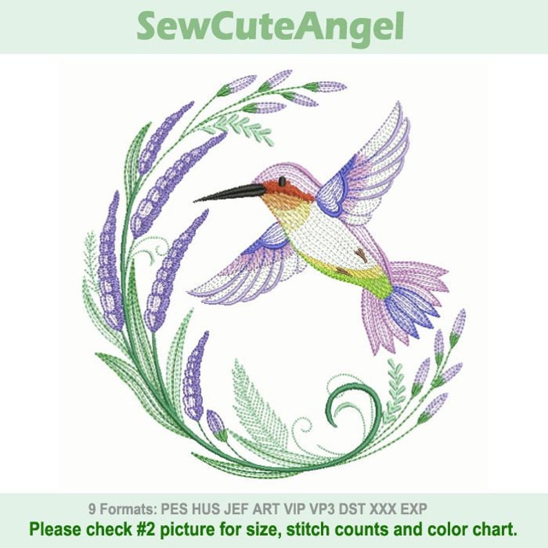 Hummingbird in Bloom - Machine Embroidery Designs Instant Download 5x5 ...