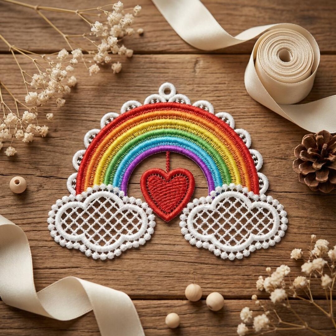 FSL Rainbow, Rainbow Love - Free Standing Lace Machine Embroidery ...