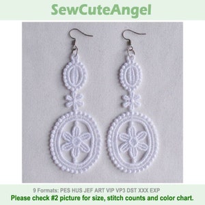 FSL Delicate Earrings - Free Standing Lace Machine Embroidery Designs Instant Download 4x4 hoop APE2206-009