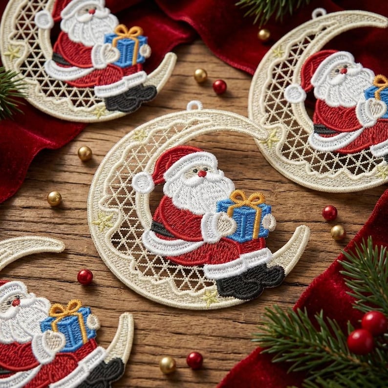 FSL Moonlight Santa, Gifted Moon, Santa's Lunar Pr - Free Standing Lace ...