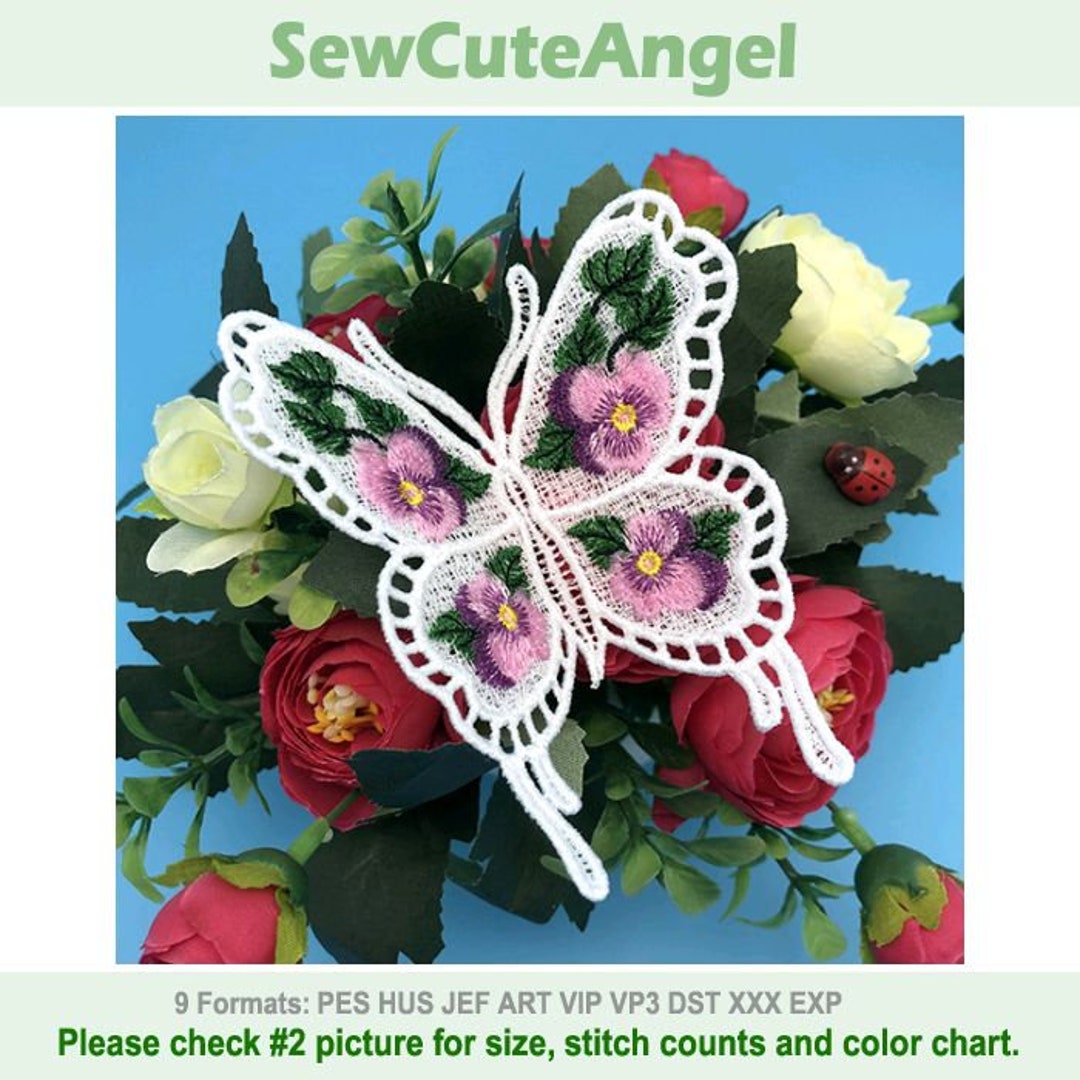FSL Spring Pansy Butterfly - Free Standing Lace Machine Embroidery ...