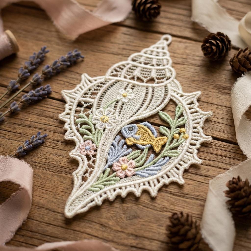 Fish Lace Pattern Fish and Floral, Underwater Beauty, Oceanic El - Free Standing Lace ...