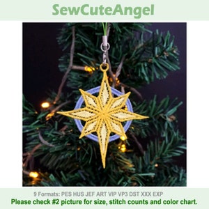 FSL Star Ornaments - Free Standing Lace Machine Embroidery Designs Instant Download 4x4 hoop APE3377-005