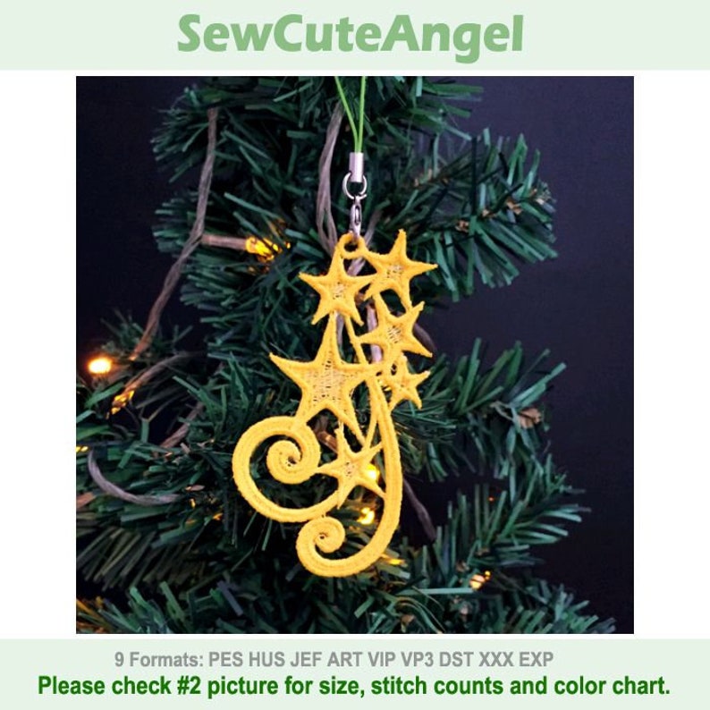 FSL Star Ornaments - Free Standing Lace Machine Embroidery Designs Instant Download 4x4 hoop APE3377-009