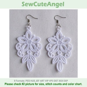 FSL Delicate Earrings - Free Standing Lace Machine Embroidery Designs Instant Download 4x4 hoop APE2206-006