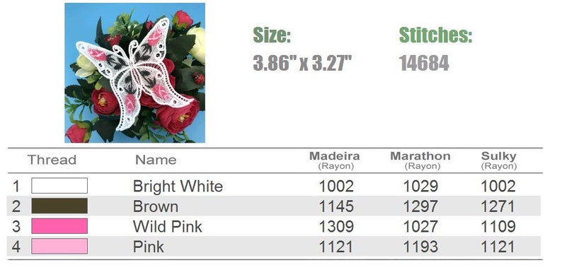 FSL Spring Rose Butterfly - Free Standing Lace Machine Embroidery ...