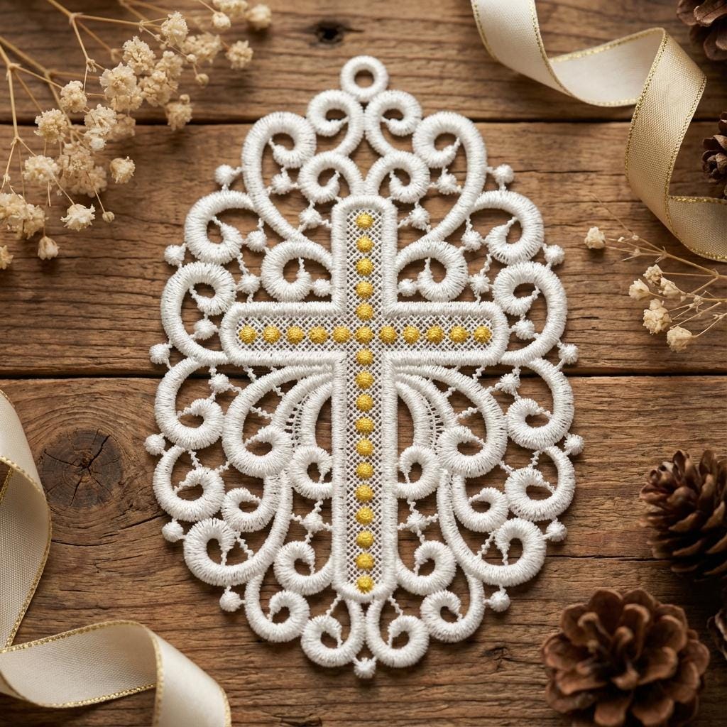 FSL Cross Ornament - Free Standing Lace Machine Embroidery Designs ...