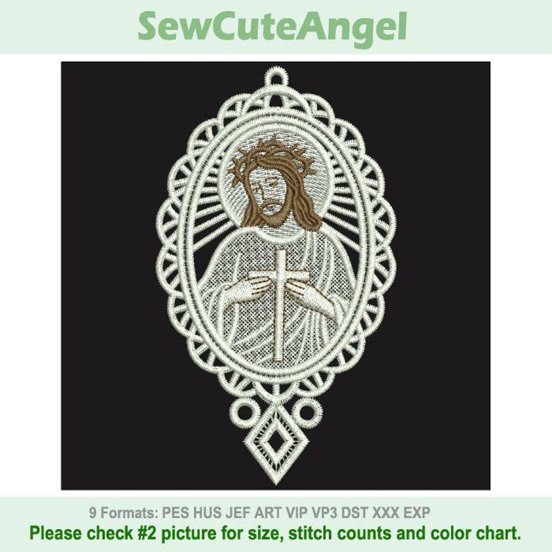FSL Jesus Ornament- Free Standing Lace Machine Embroidery Designs ...