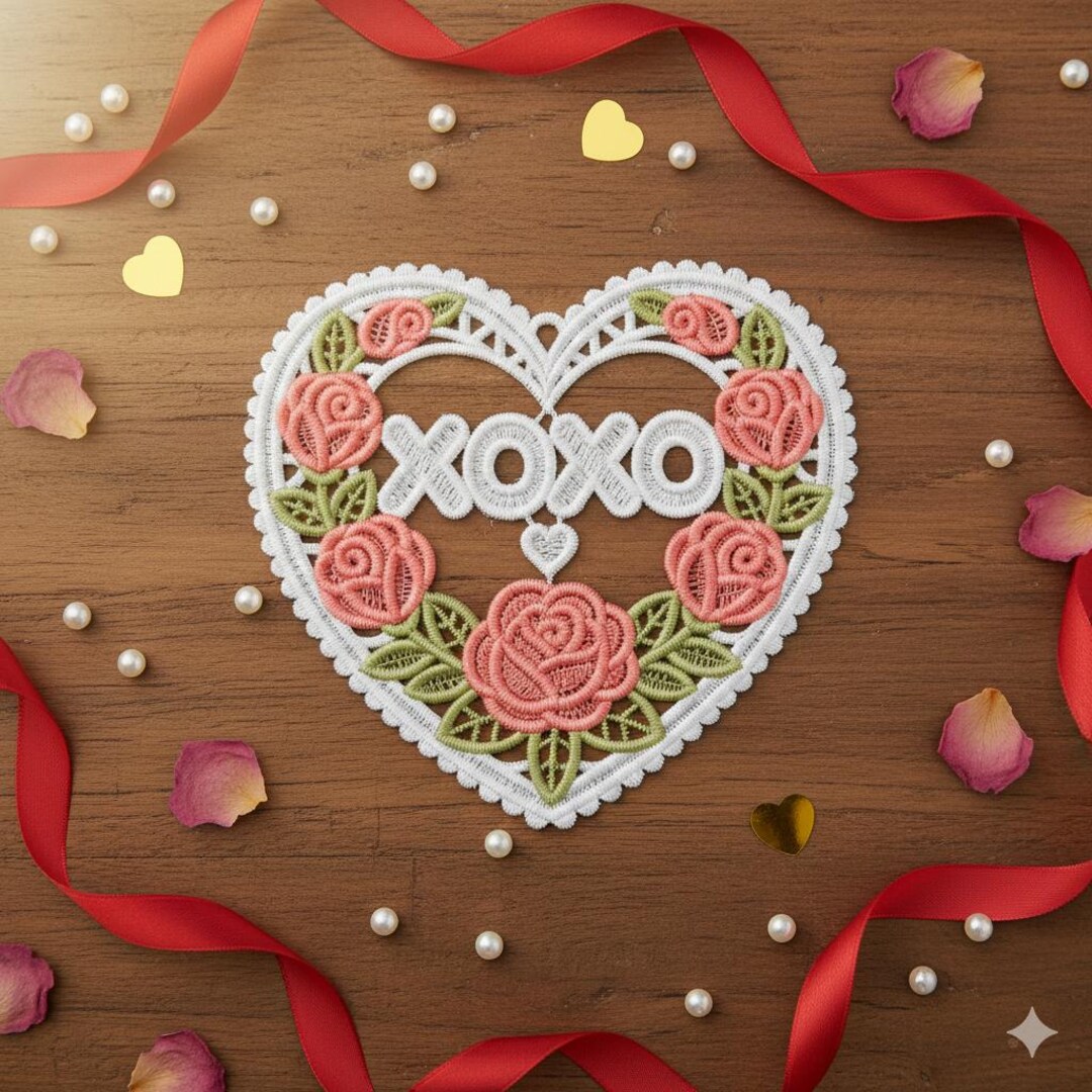 FSL Rose Heart Love, Romantic Roses, Eternal Love - Free Standing Lace ...