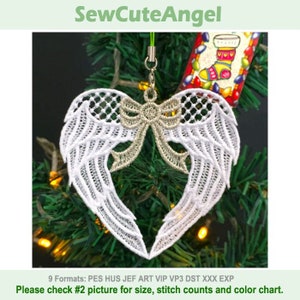 FSL Angel Wings Heart - Free Standing Lace Machine Embroidery Designs Instant Download 4x4 hoop APE3286-005