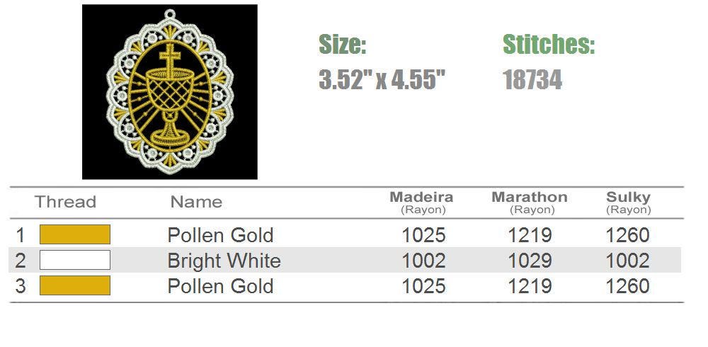 FSL Golden Cross Cup, Divine Chalice - Free Standing Lace Machine ...