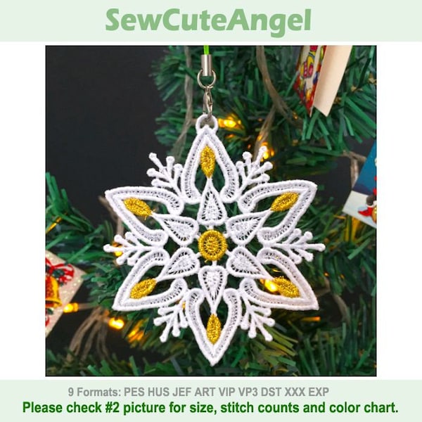 FSL Snowflake Ornament Dazzling Christmas - Free Standing Lace Machine Embroidery Designs Instant Download 4x4 hoop APE3196-009