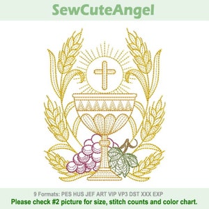 Vintage Holy Communion - Machine Embroidery Designs Instant Download 5x5 6x6 8x8 hoop APE3070-006