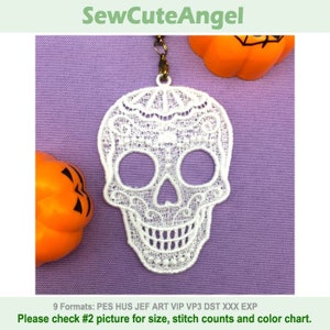 FSL Skull - Free Standing Lace Machine Embroidery Designs Instant Download 4x4 hoop APE3207-006