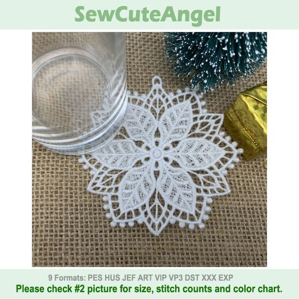 FSL Snowflake Doily - Free Standing Lace Machine Embroidery Designs Instant Download 4x4 hoop APE3521-001