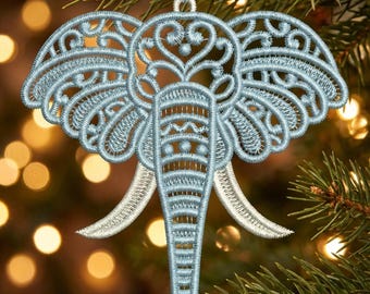 FSL Mystic Elephant, Majestic Trunk - Free Standing Lace Machine Embroidery Designs Instant Download 4x4 hoop SCA0208-006