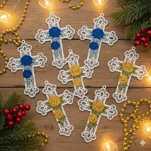 FSL Rose Adorned Cross - Free Standing Lace Machine Embroidery Designs ...