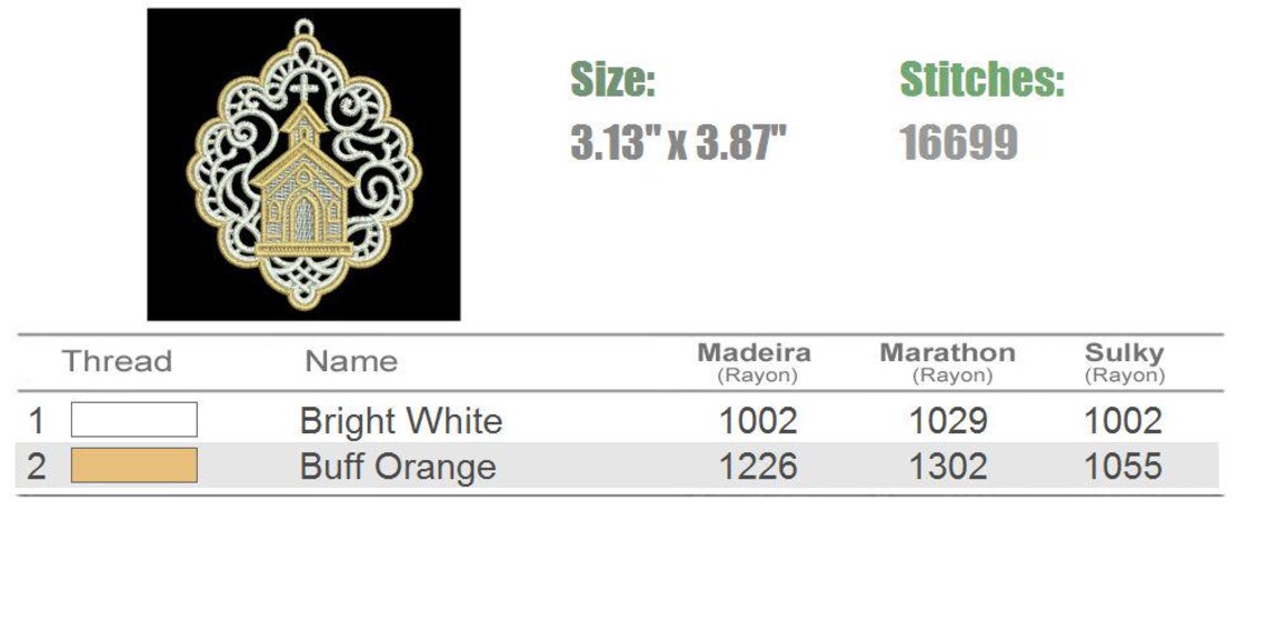 FSL Church Ornament - Free Standing Lace Machine Embroidery Designs ...