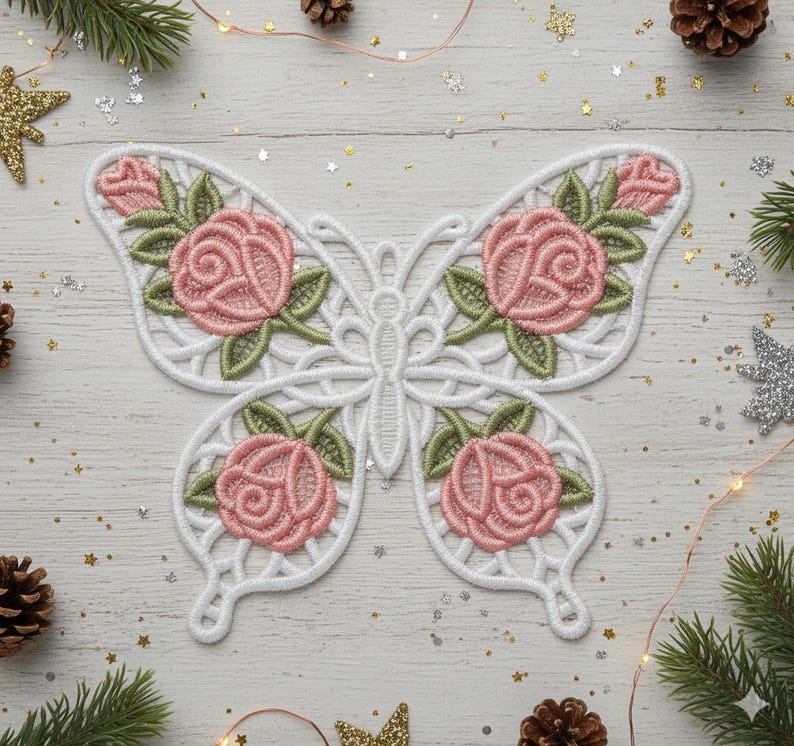 FSL Rose Butterfly - Free Standing Lace Machine Embroidery Designs ...