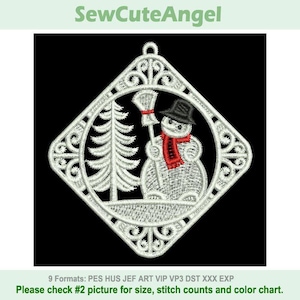 Breloque bonhomme de neige, pays des merveilles de l'hiver - motifs de broderie Machine dentelle sur pied, téléchargement immédiat cerceau 4 x 4 SCA0204-004