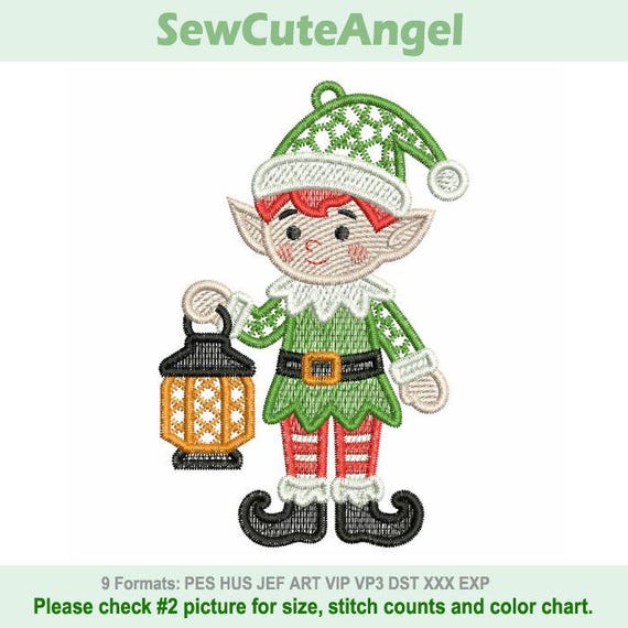FSL Lantern Elf - Free Standing Lace Machine Embroidery Designs