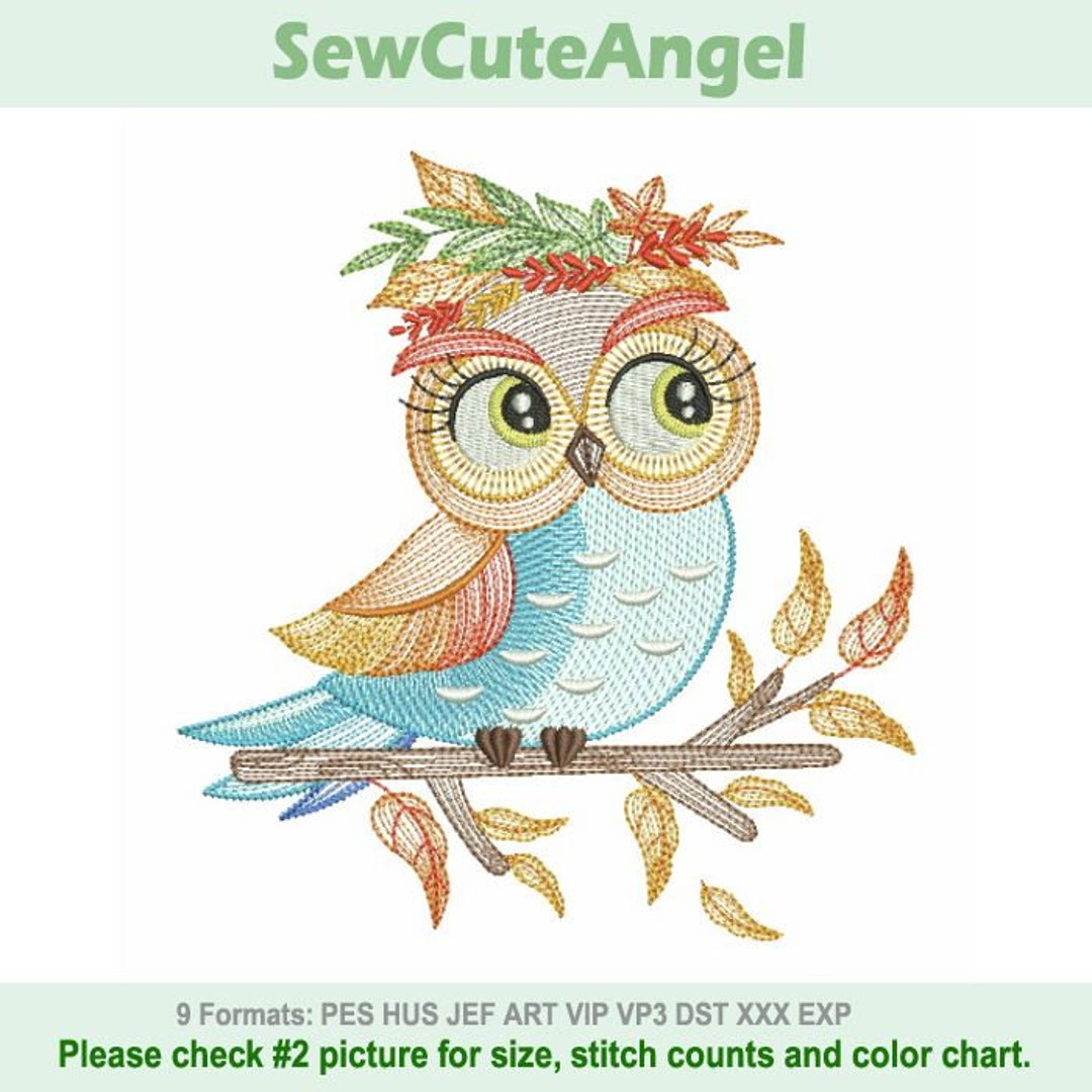 Adorable Fall Animal Owl - Machine Embroidery Designs Instant Download ...