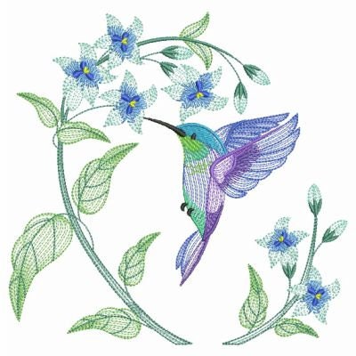 Elegant Hummingbirds 4 - Machine Embroidery Designs Instant Download 5x5 6x6 8x8 hoop APE3194-007