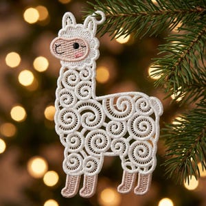 FSL Llama Portrait, Graceful Creature, Majestic An - Free Standing Lace Machine Embroidery Designs Instant Download 5x5 hoop SCA1237-006