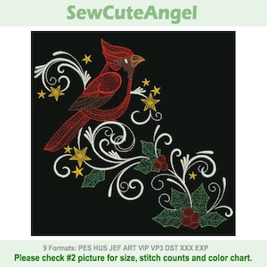 Cardinal - The Magic Of Christmas - Machine Embroidery Designs embroidery pattern Instant Download 5x5 6x6 8x8 hoop APE3393-06