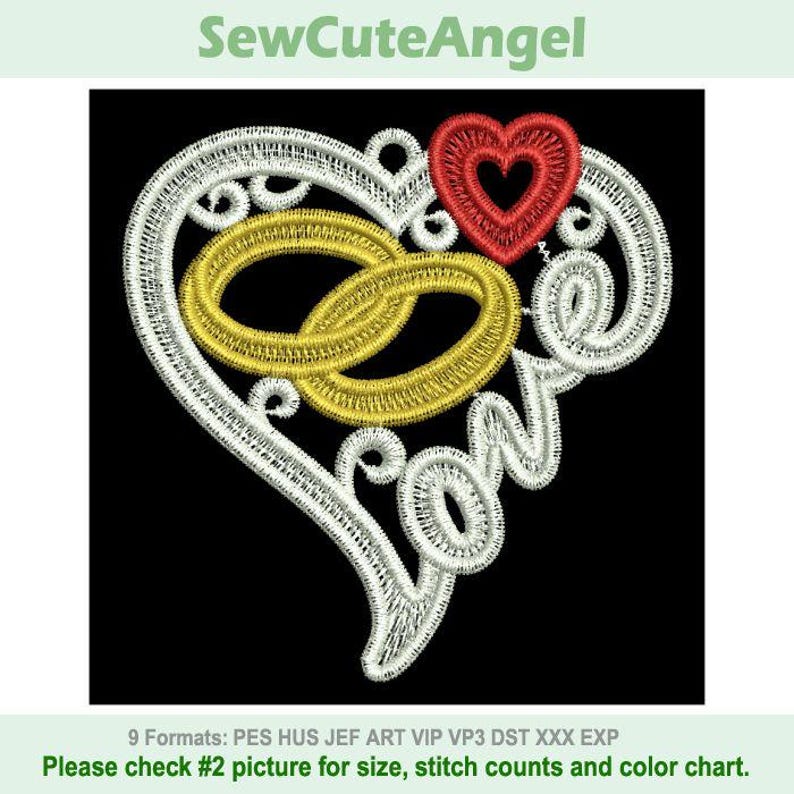FSL Love Rings, Heart Connection, Forever - Free Standing Lace Machine ...