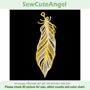 FSL Variegated Feather - Free Standing Lace Machine Embroidery Designs Instant Download 4x4 hoop APE3098-008