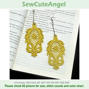 FSL Golden Earrings - Free Standing Lace Machine Embroidery Designs Instant Download 4x4 hoop APE3368-004