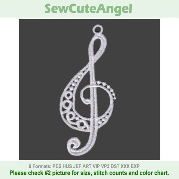 FSL Filigree Ornament Music Note - Free Standing Lace Machine Embroidery Designs Instant Download 4x4 hoop APE2373-015