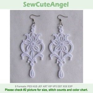 FSL Delicate Earrings - Free Standing Lace Machine Embroidery Designs Instant Download 4x4 hoop APE2206-001