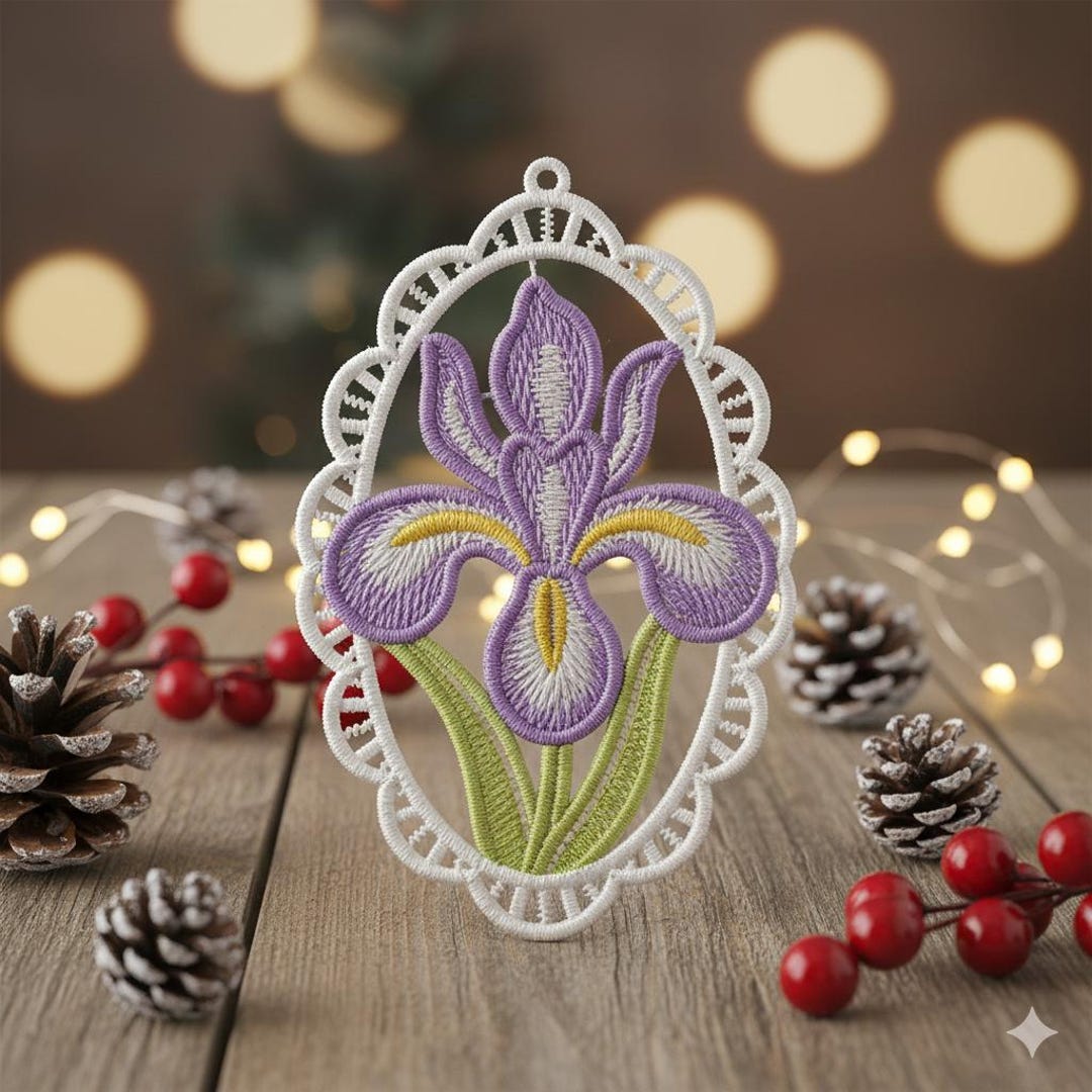 FSL Iris, Purple Petal, White Border, Floral Elegance - Free
