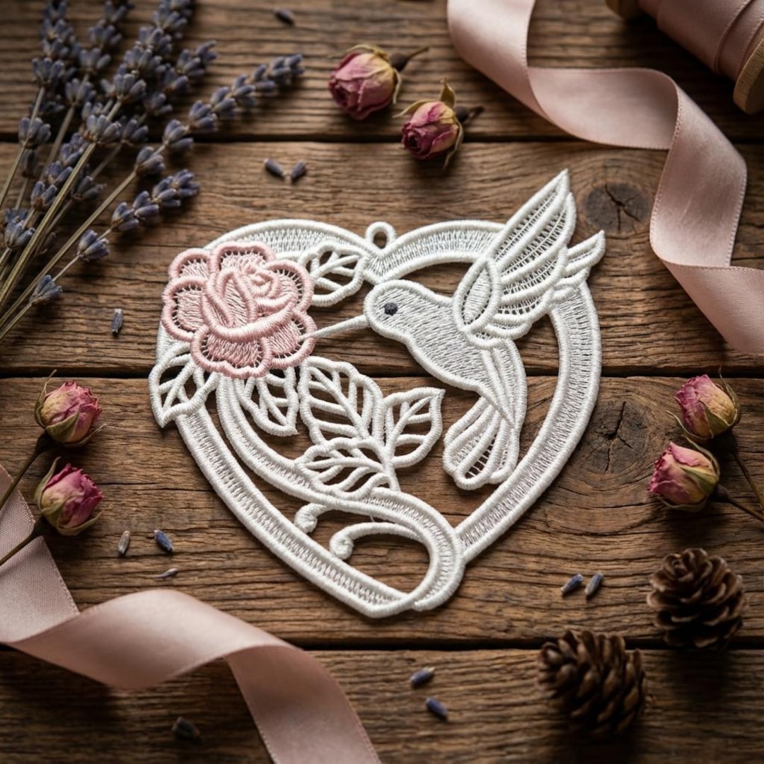 Swan Heart Harmony, Lovebirds Elegance, Nature - Free Standing Lace ...