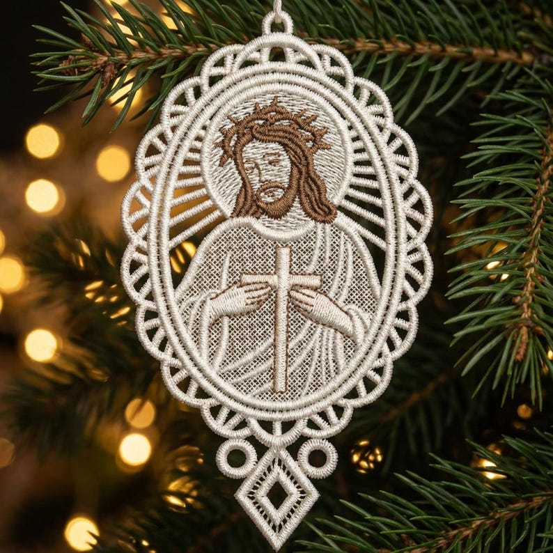 FSL Jesus Ornament- Free Standing Lace Machine Embroidery Designs ...