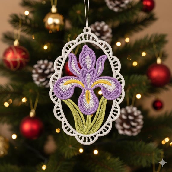 FSL Iris, Purple Petal, White Border, Floral Elegance - Free