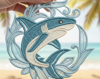 FSL Swirling Shark - Free Standing Lace Machine Embroidery Designs
