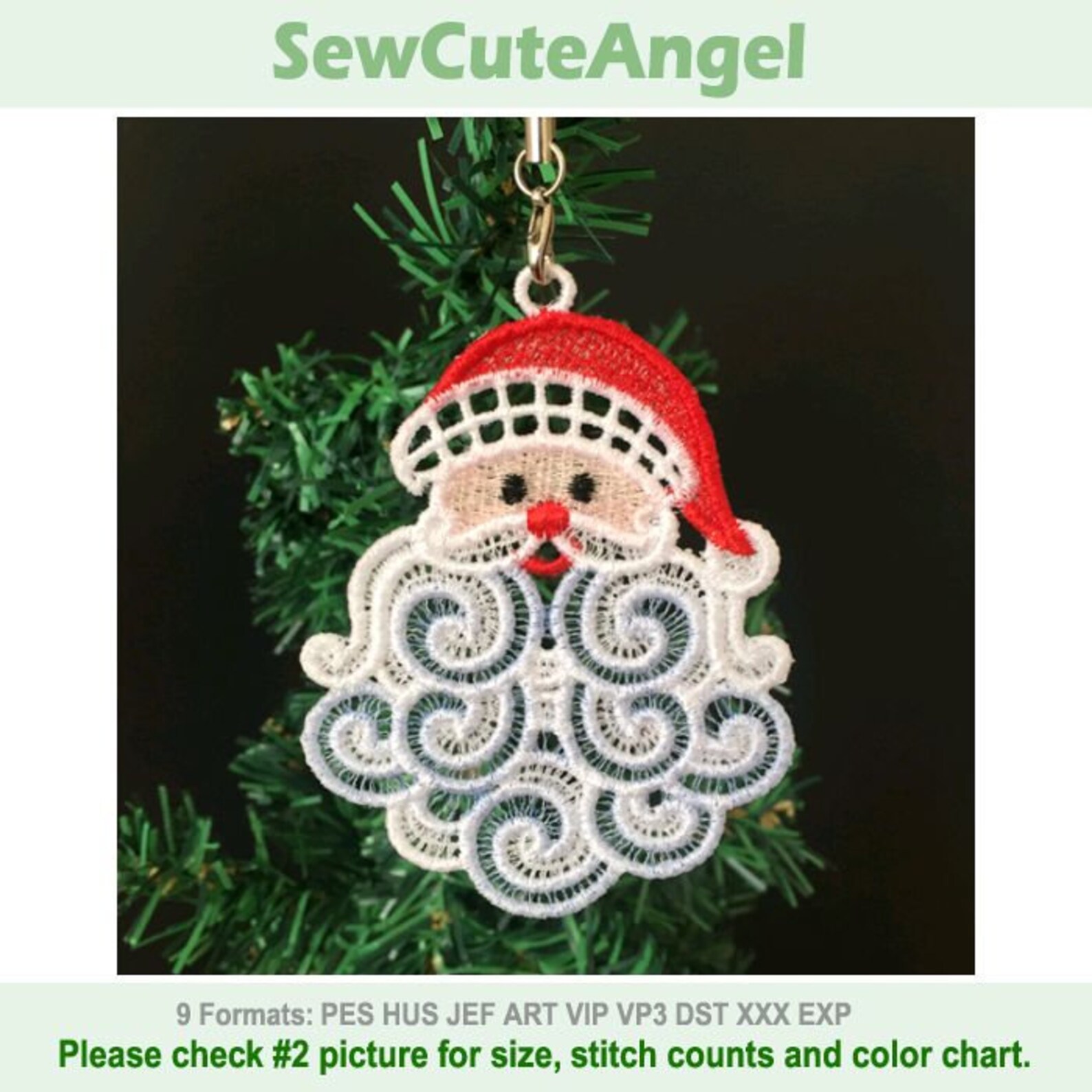 FSL Filigree Christmas Santa Face Free Standing Lace Machine Embroidery ...