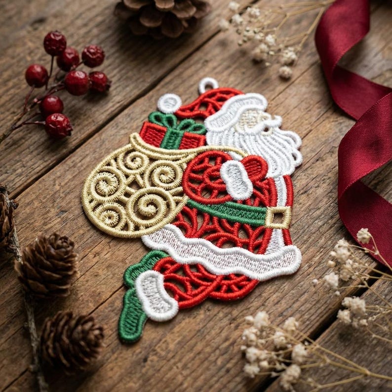 FSL Santa's Surprise, Festive Cheer, Jolly Gift Gi - Free Standing Lace ...