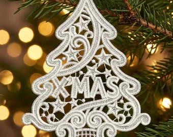 FSL Weihnachtsbaum - freistehende Spitze Maschinenstickerei Designs Instant Download 5x7 hoop SCA1251-003